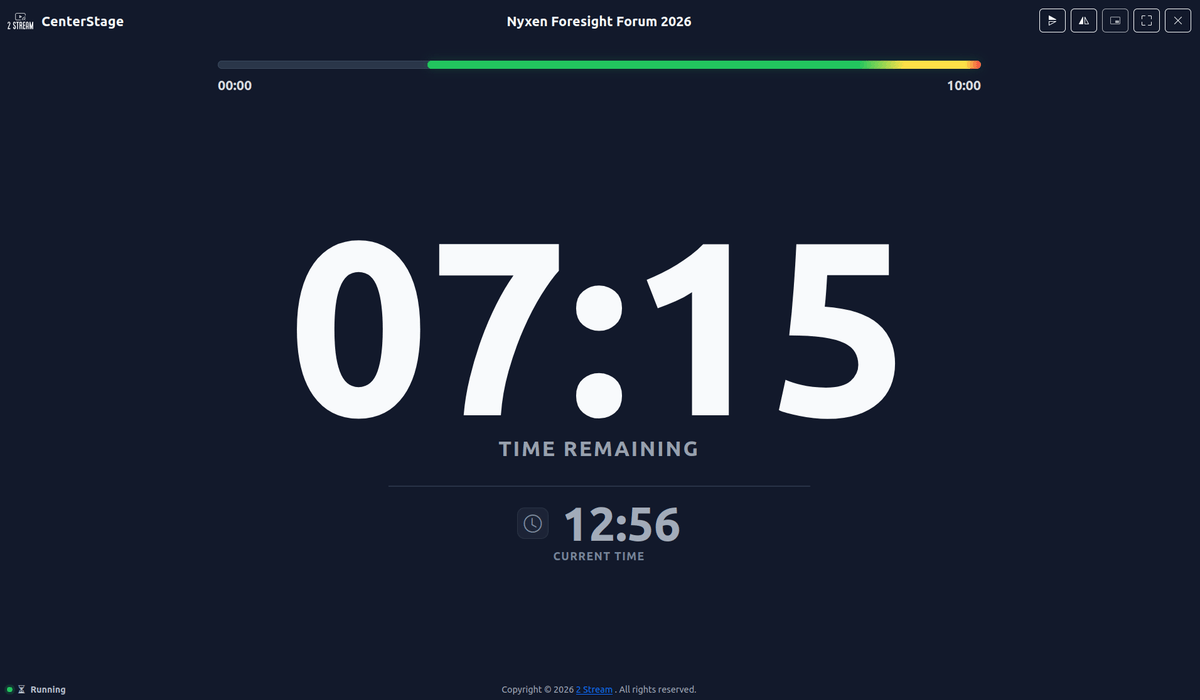 CenterStage timer display with a large countdown for speakers